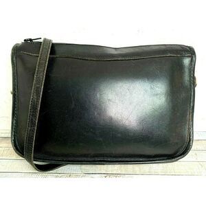 VTG MICHAEL GREEN SEATTLE BLACK GENUINE LEATHER ZIP MESSENGER SHOULDER BAG XBODY